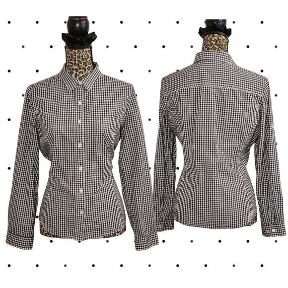 Black/white gingham button down shirt - Picture 1 of 3